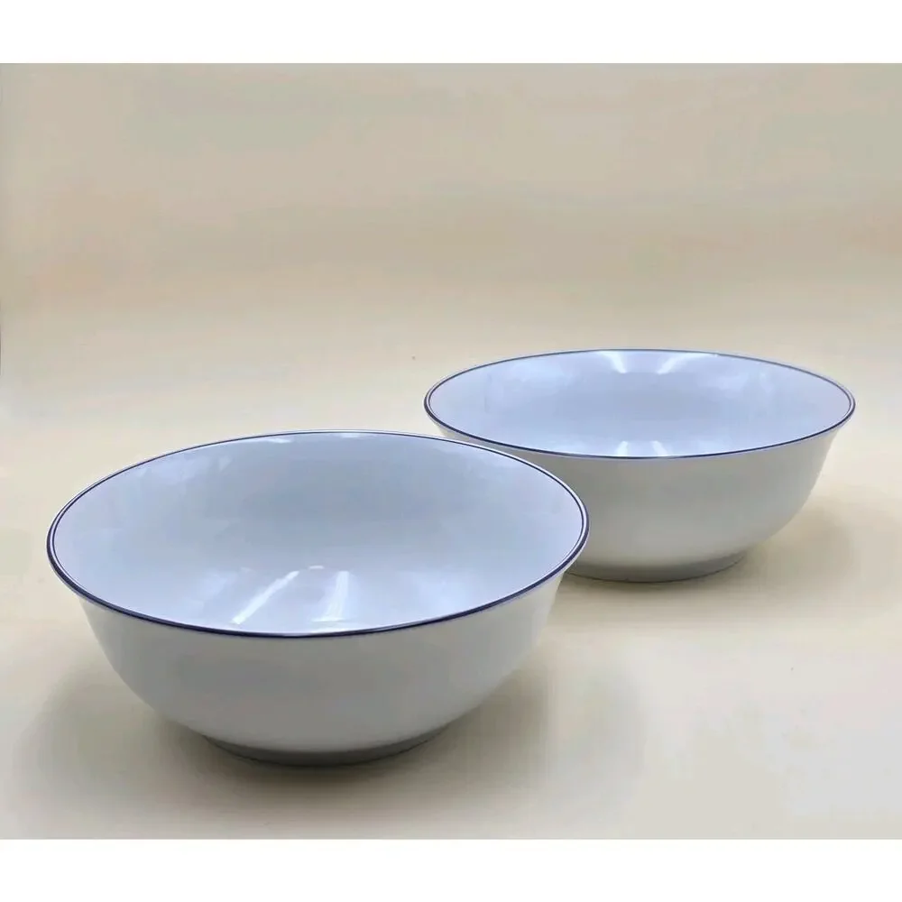 Alfoldi Porcelan Serving Bowl Set of 2 Blue Rim 10